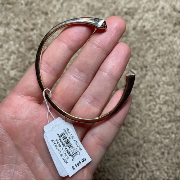 Michael Kors Women's Mercer Pyramid Pave Open Cuff Rose Gold Bracelet - Picture 2 of 3